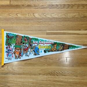 Vintage 1985 Star Wars Ice Capades and Ewoks Souvenir Pennant - Rare